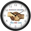 Black & White Handshake - Barack Obama - Yes We Can - President Barack Obama Commemorative Wall Clock by WatchBuddy Timepieces (Black Frame)