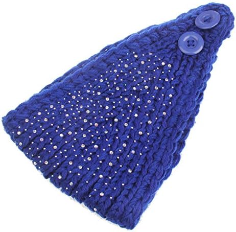 Beauty Wig World Women Women Beads Knit Head Wrap Hairband Winter Ear Warmer Elastic headbands Hat with Buttons