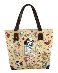 Retro Pinup Navy Sailor Girl Large Tote Bag - Suzy Sailor