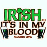 Bella Ladies / Juniors / Girly Long-Sleeve T-Shirt : Irish Its In My Blood - Alcohol Level - Funny St Patricks Day Beer