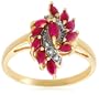Yellow Gold Plated Sterling Silver Ruby and Diamond Accent Spiral Ring, Size 6
