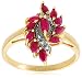 Yellow Gold Overlay Sterling Silver Ruby w/ Diamond Accent Spiral Ring