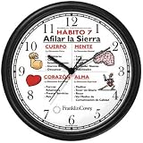 Habit 7 - Sharpen the Saw (Spanish) - Wall Clock from THE 7 HABITS - CLOCK COLLECTION by WatchBuddy Timepieces (White Frame)