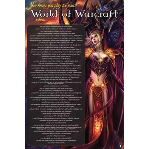 You Know You Play Too Much World of Warcraft When 36"x24" Art Print 