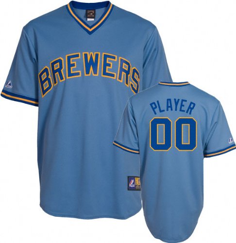 Milwaukee Brewers Cooperstown Columbia Blue -Any Player- Replica Jersey