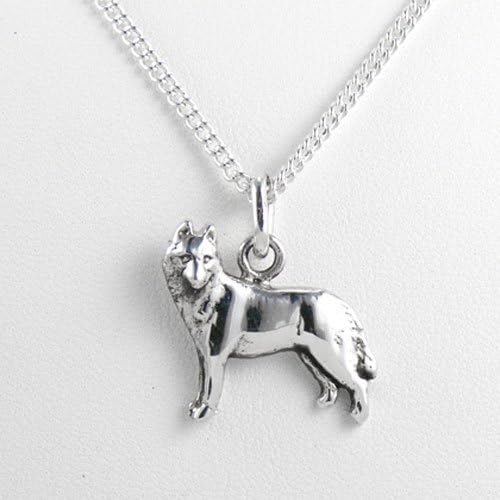 Fine Arf Siberian Huskey Charm Necklace