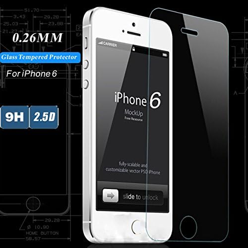 iPhone 6 (4.7 Inch Only) Tempered Glass Screen Protector - High Quality, Shatter-resistant, Anti-scratch, Ultra Thin Crystal Clear, Shatter Explosion Proof Guard Film, Top to Bottom Screen Protection, Avoid Costly Drops, Scratches and Protect Resale Value.