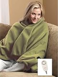 Sunbeam Moss Green Fleece Electric Heated Warming Throw Blanket