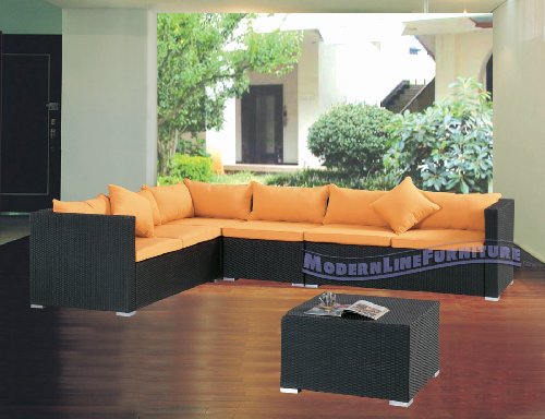 Modern Furniture All-Weather Collection: Yellow Sectional Sofa