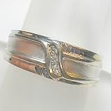 14K White Gold Diamond Man's Ring