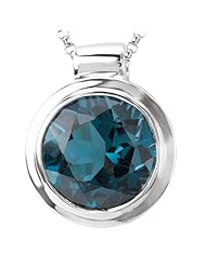 925 Sterling Silver Round Brilliant Faceted London Blue Topaz Pendant