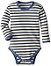 L'ovedbaby Unisex-Baby Newborn Organic Long-Sleeve Bodysuit, Slate Stripe, 6-9 Months