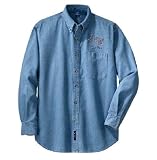 Personalized custom embroidered ballet dance design on denim shirt