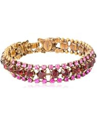 Sorrelli "Pink Orchid" Triple Track Crystal Gold-Tone Bracelet, 7.5"