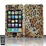 CHEETAH Hard Plastic Rhinestone Bling Case for Apple iPhone 3G 3GS + Screen Protector [In Twisted Tech Retail Packaging]