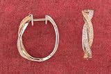 14K Two Tone Diamond Twist Hoop Earrings
