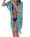 Bestyou Women's Fashion Swimwear Printed Sheer Chiffon Bikini Swimsuit Bathing Suit Cover Up Tunic Tops Beach Mini Dress (Purple)
