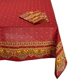 Marat French Provencial 60-Inch Round Provencial Cotton Print Tablecloth, Red