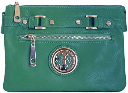 Belted Zipper Crossbody Handbag (Bluegreen)