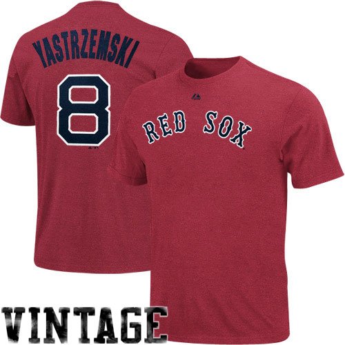 Majestic Carl Yastrzemski Boston Red Sox #8 Cooperstown Player T-Shirt - Red (Small)