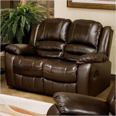Abbyson Living CH-8801-BRN-2 Providence Italian Leather Reclining Loveseat