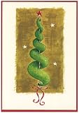 Caspari Box of 20 4-1/8 by 5-3/4 Holiday Notecards, Spiral Tree