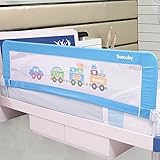 (ヘラサ)Herasa　ベッドフェンス　ベッドレール　ベビーベッドガード　ポータブル　かわいい (1.8, 青い　汽車)