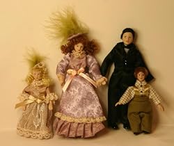 Dollhouse Miniature Porcelain Doll Victorian Family of 4