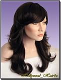 Long Layered Curly Brown Wig wigs Bangs Skin Top *NEW*