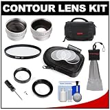 Contour Lens Kit with Extra Lens Covers & Rings with Telephoto & Wide-Angle Lenses + Filter + Case + Cleaning Kit for Contour HD & Contour GPS Wearable Video Camcorders