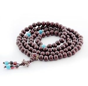 8mm 108 Wood Beads Buddhist Prayer Meditation Wrist Mala Necklace