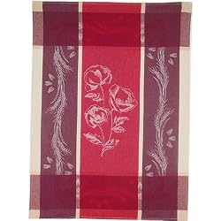 Provence Poppy Motif Kitchen Jacquard Tea towel with woven design French import