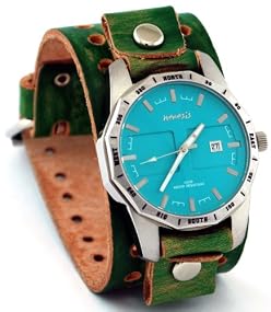 Nemesis #GV027G Men's Premium Wide Leather Cuff Band 100M Sports Watch