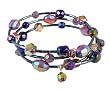 Bracelet - B96 - Glass, Firepolished Glass and Bugle Beads Wrap Around with Dangly Ends - Round and Oval Beads ~ Amethyst AB (Purple Irridescent)