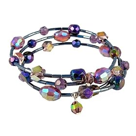 Bracelet - B96 - Glass, Firepolished Glass and Bugle Beads Wrap Around with... by SERENITY CRYSTALS