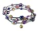 Bracelet - B96 - Glass, Firepolished Glass and Bugle Beads Wrap Around with Dangly Ends - Round and Oval Beads ~ Amethyst AB (Purple Irridescent)