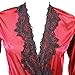 Lisli Women New Sexy Satin Silk Nightgown Lace Underwear Sleepwear Pajamas Robes Babydoll Lingerie Dress (Red)
