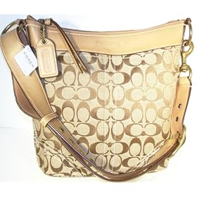 <b>COACH HANDBAGS, COACH SIGNATURE DUFFLE BAG # 10403 (Khaki / Camel)</b>