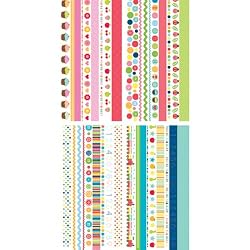 Martha Stewart Crafts Border Pad, Brights, 6 by 12 Inches, 12 Sheets