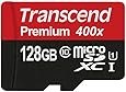 Transcend 128GB MicroSDXC Class10 UHS-1 Memory Card with Adapter 45 MB/s (TS128GUSDU1)