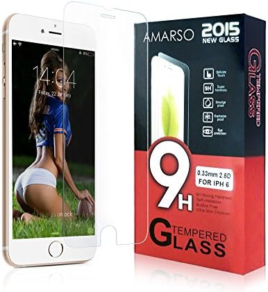 iPhone 6 Screen Protector , iPhone 6s Screen Protector AmarsoTM Premium HD Tempered Glass [Lifetime Warranty] 9h Bubble-free 0.33mm 2.5d Rounded , Camera Screen Protector.