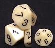 Opaque Polyhedral 16mm Ivory/black d10 Dice