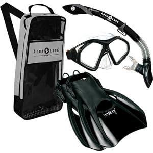 US Divers Snorkeling Scuba Dive Mask Fins Dry Snorkel Gear Set