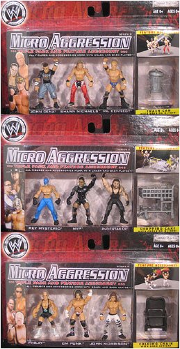 51SwMLEuIwL MICRO AGGRESSION 9 COMPLETE SET OF 3 3 PACKS WWE TOY WRESTLING ACTION FIGURES (2 TALL)