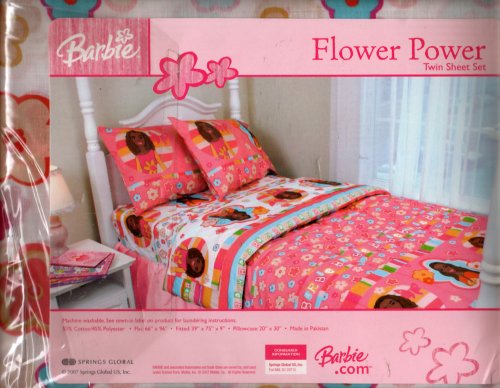 Childrens Toyshop  Toys : Barbie Ethnic Flower Power Twin Sheet Set