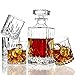 ELIDOMC 5PC Italian Crafted Crystal Whiskey Decanter & Whiskey Glasses Set, Crystal Decanter Set With 4 Whiskey Glasses, 100% Lead Free Whiskey Glass Set