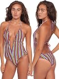 American Apparel Stripe Nylon Maillot-V Swimsuit