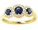 14K Yellow Gold Round Gemstone Trio and Diamond