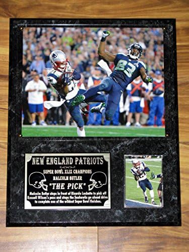 DELUXE MALCOLM BUTLER THE PICK NEW ENGLAND PATRIOTS SUPER BOWL XLIX CHAMPIONS COLOR PHOTO COLLECTOR PLAQUE