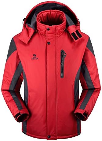 FanMagic Men's Water Resistant Thick Warm Anti-Static Anti-UV Breathable Wear Resistant Climbing Jacket Red L